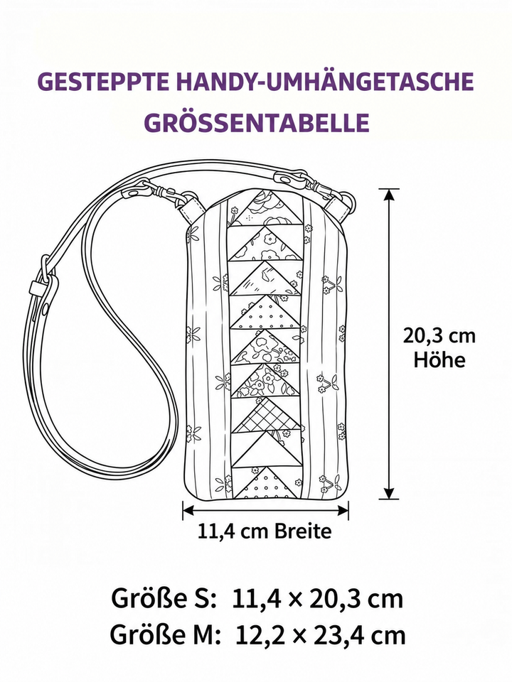 Schmale gesteppte Handy-Umhängetasche – Welpe mit Hexenhut zu Halloween