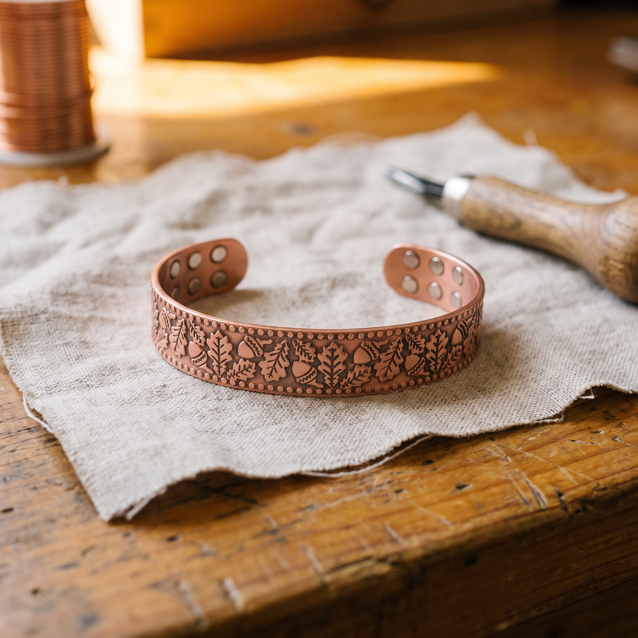 Brigittes Kupferarmband „Waldholz“ – Hauptbild