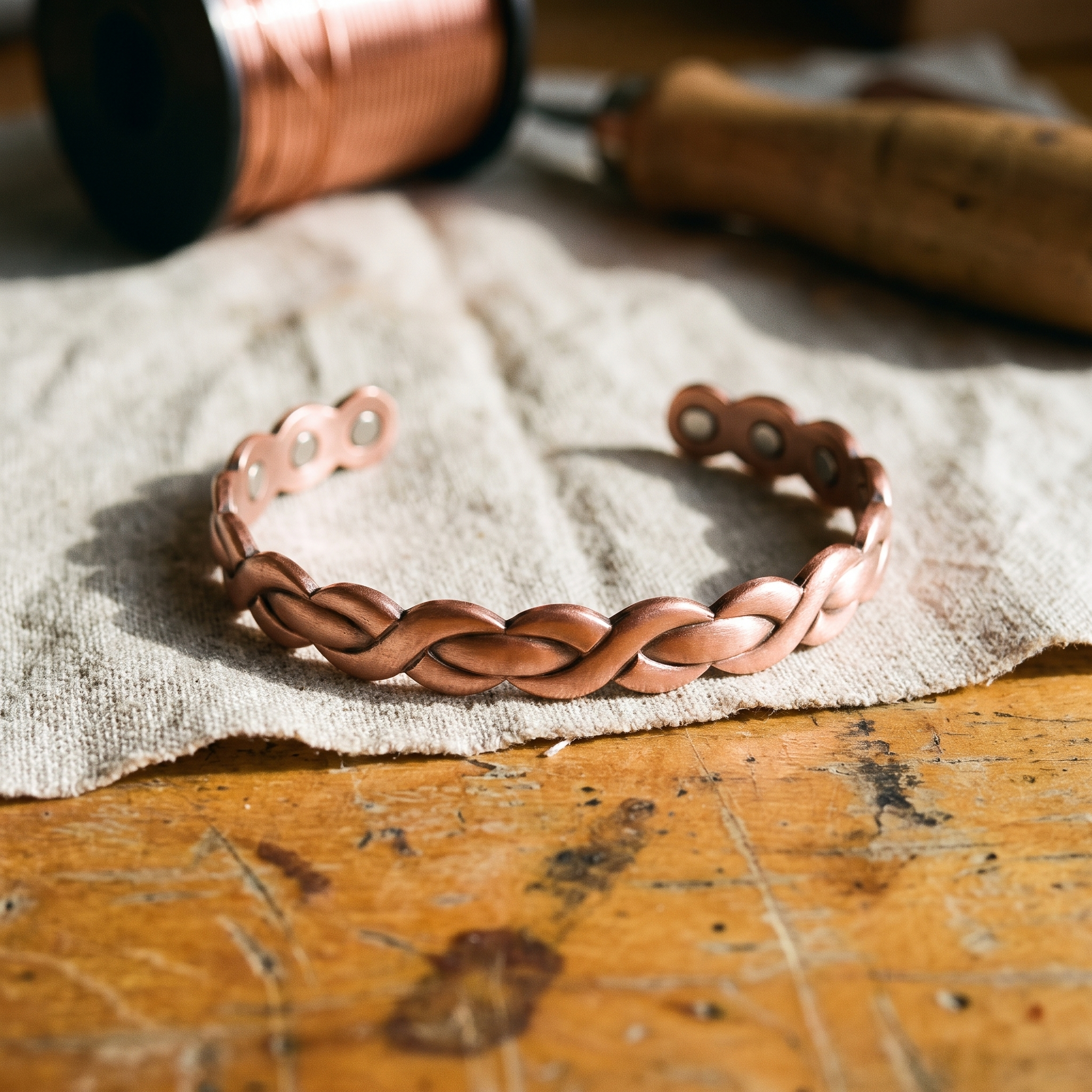 Brigittes Kupferarmband „Webstuhl“ – Hauptbild