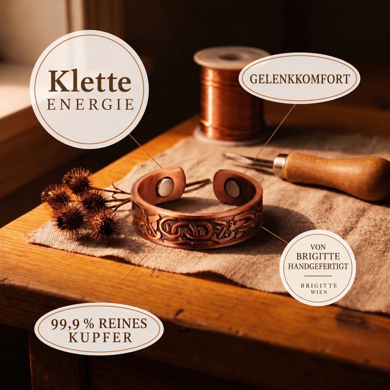 Brigittes Kupferring „Klette“ – Eigenschaften