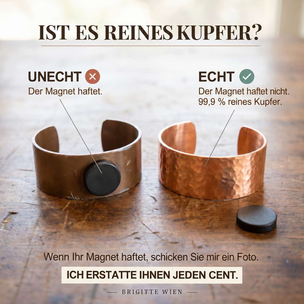 Brigittes Kupferring „Stamm“ – Reines Kupfer