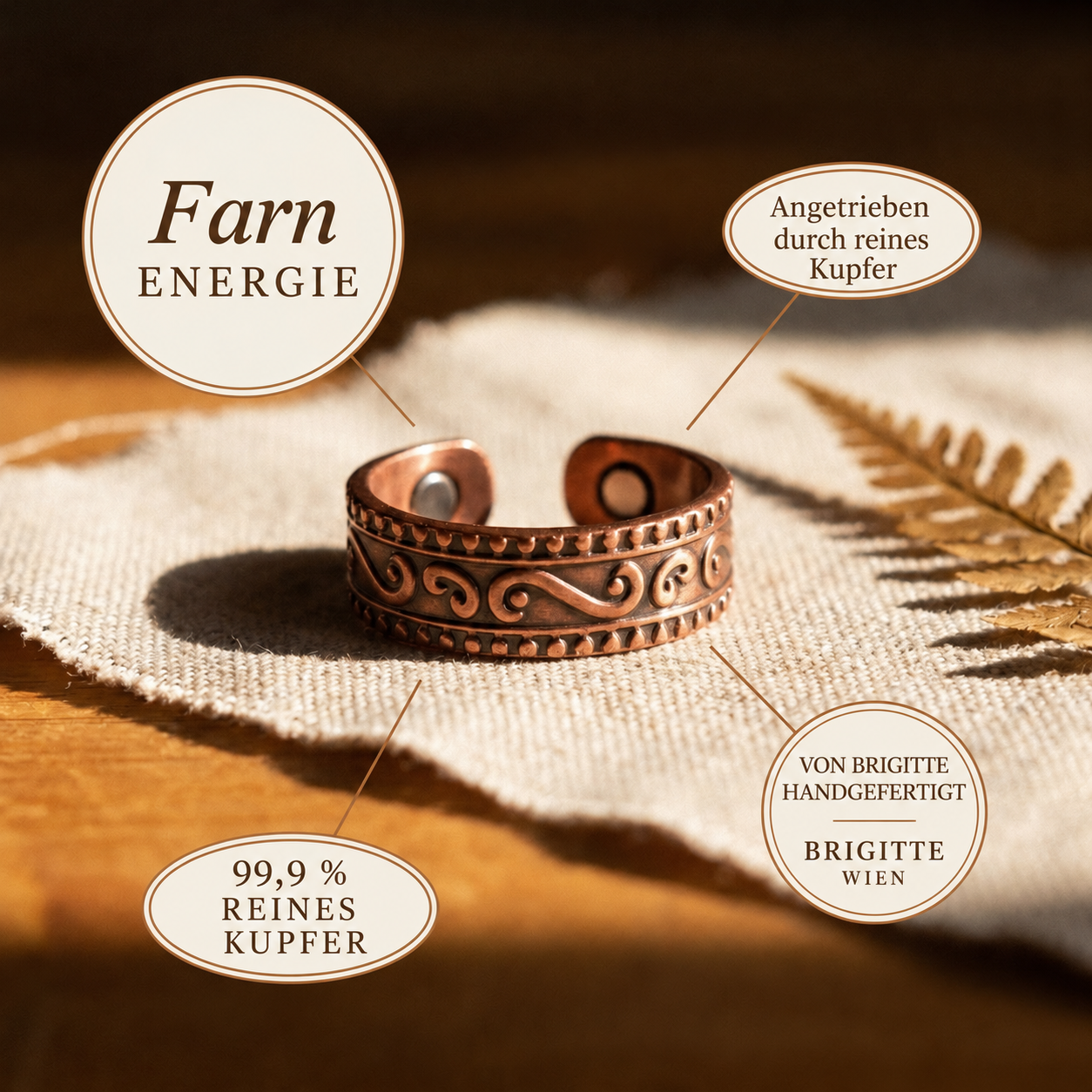 Brigittes Kupferring „Farn“ – Eigenschaften