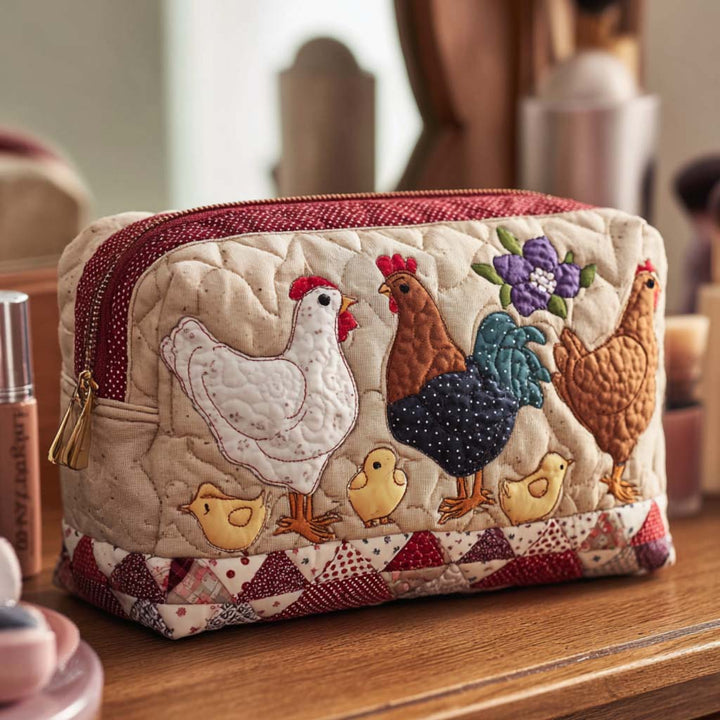 Gesteppte Kosmetiktasche mit Henne im Nest NCU0NT10545