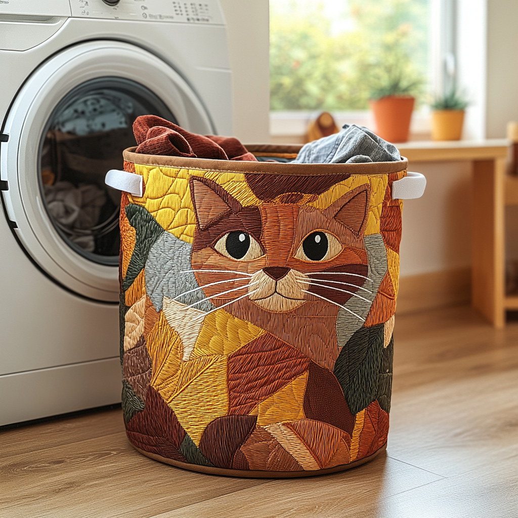 Gesteppter Wäschekorb – mit Katzen NCU0DDK604