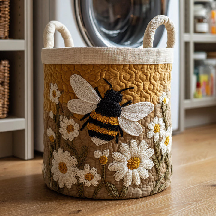 Gesteppter Wäschekorb – mit Bienen und Blumen NCU0HNH004