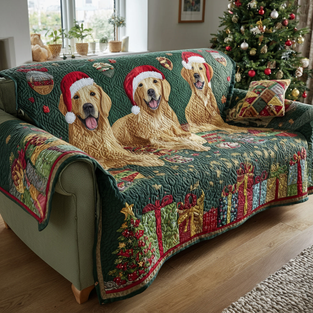 Gesteppter Sofabezug – mit weihnachtlichem Golden Retriever NCU0HH976