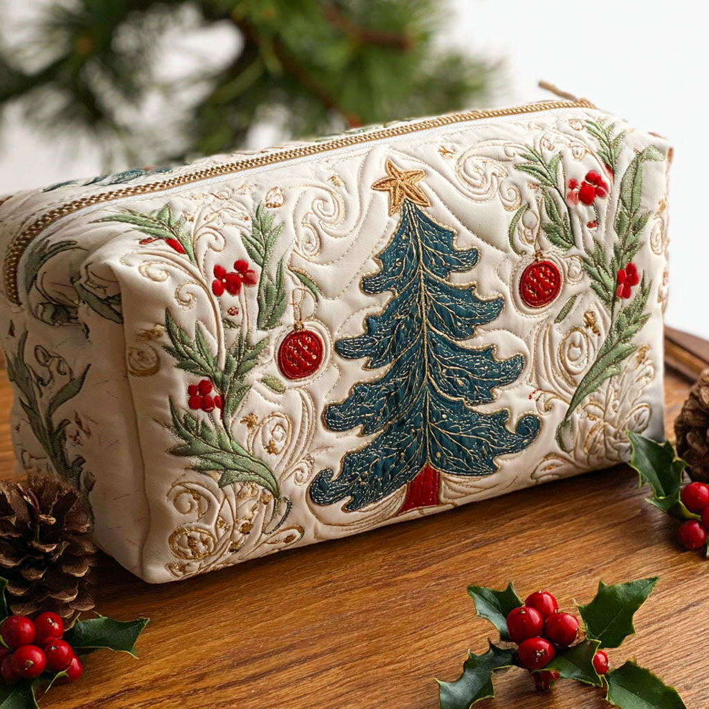 Gesteppte Kosmetiktasche mit Weihnachtswald NCU0PT9189