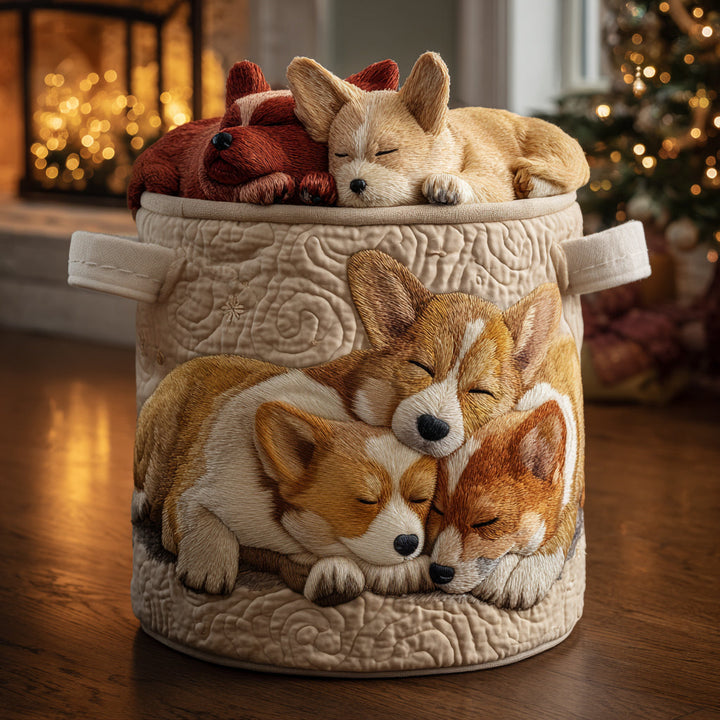 Gesteppter Wäschekorb – mit weihnachtlichem Corgi NCU0DV1144