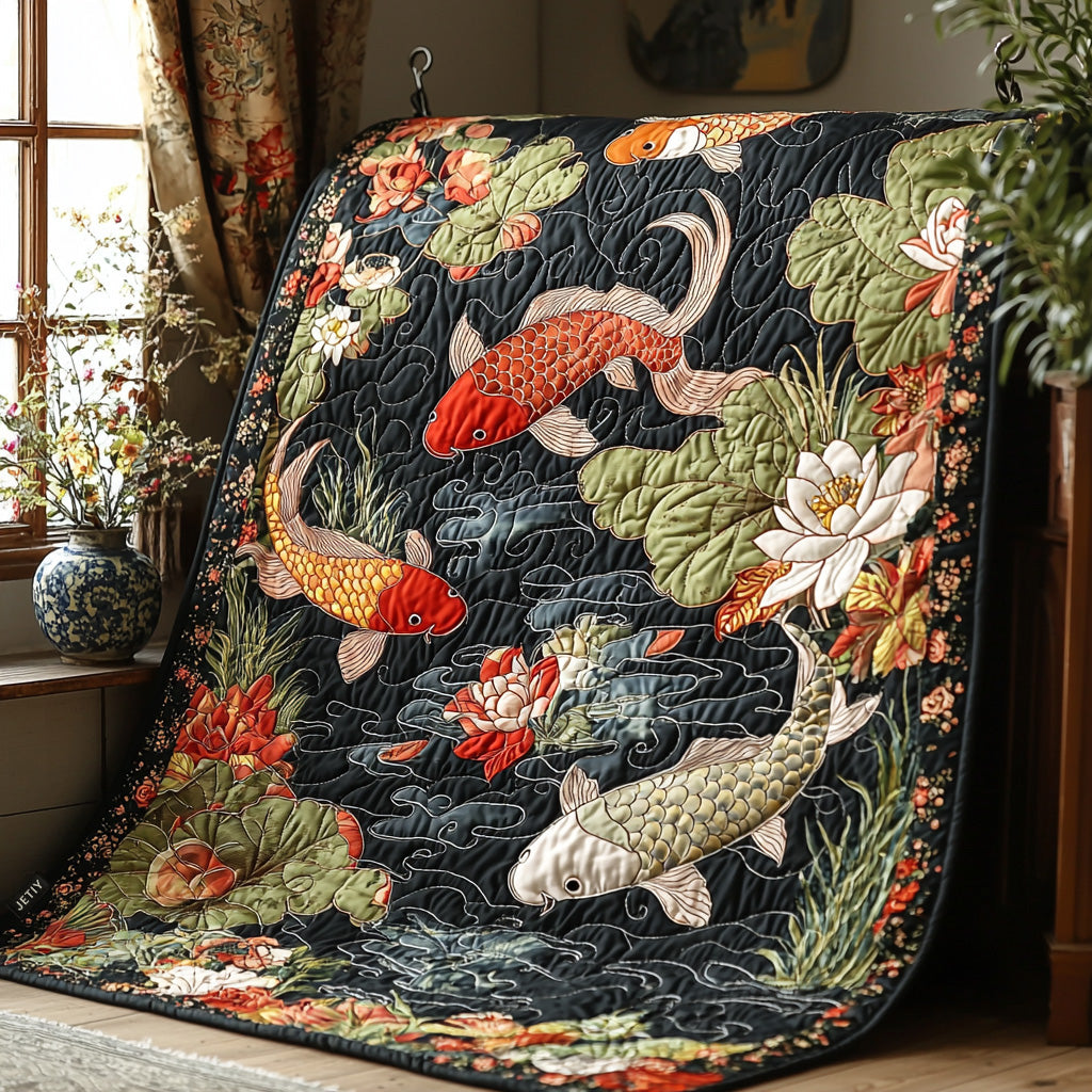 Gesteppte Decke – Japanische Koi Eleganz NCU0DV6424