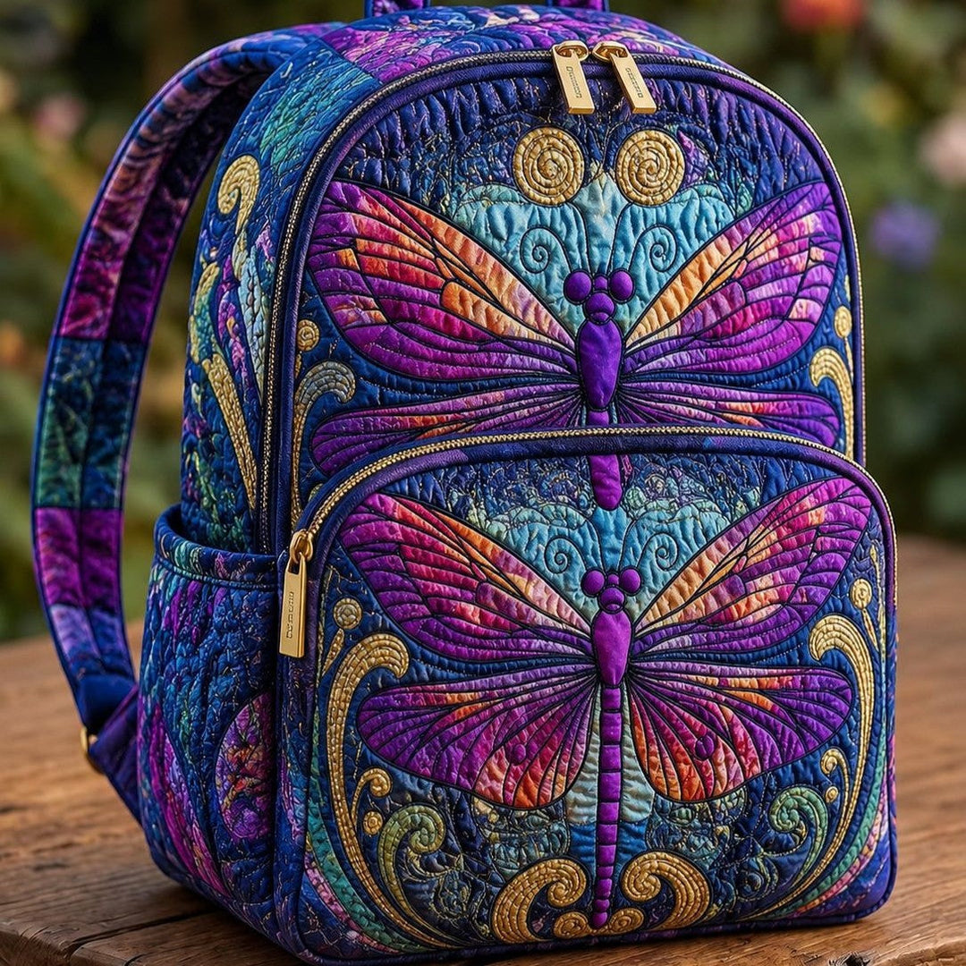 Gesteppter Rucksack – Lila Libelle von Brigitte Wien