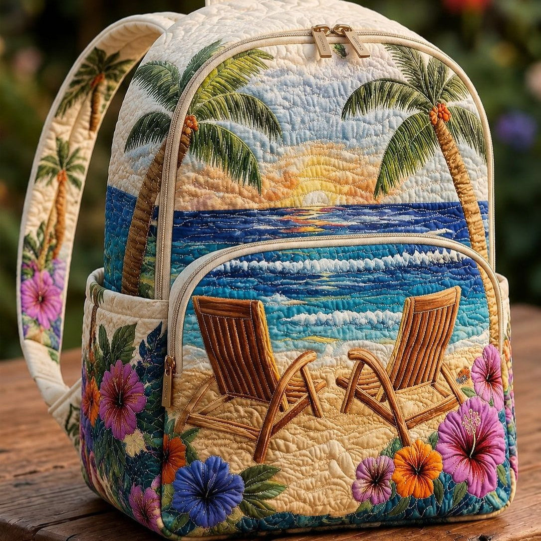 Gesteppter Rucksack – Sonnenuntergang am Strand von Brigitte Wien