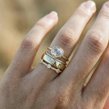 Retro-Ring-Set in Gold mit Zirkonia