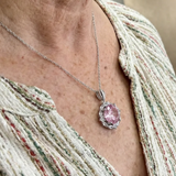 Rosen-Halo-Halskette in Rosa | Weißgold