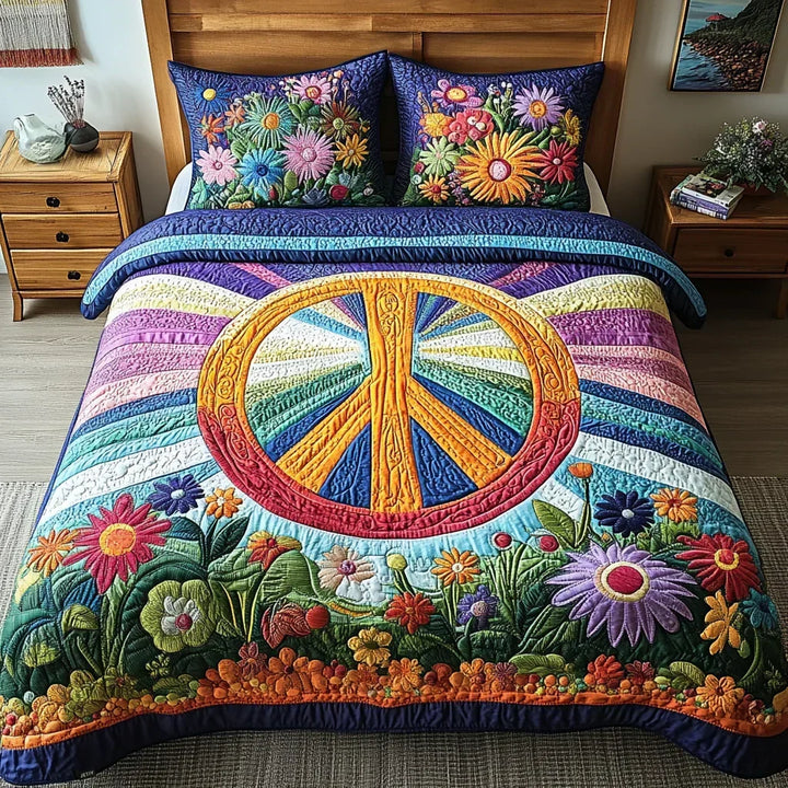 3-teiliges gestepptes Bettwäsche-Set – Tie-Dye-Träume