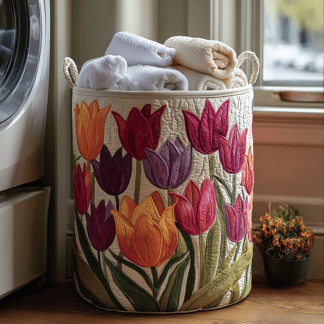 Gesteppter Wäschekorb – mit Tulpen NCU0TH2905