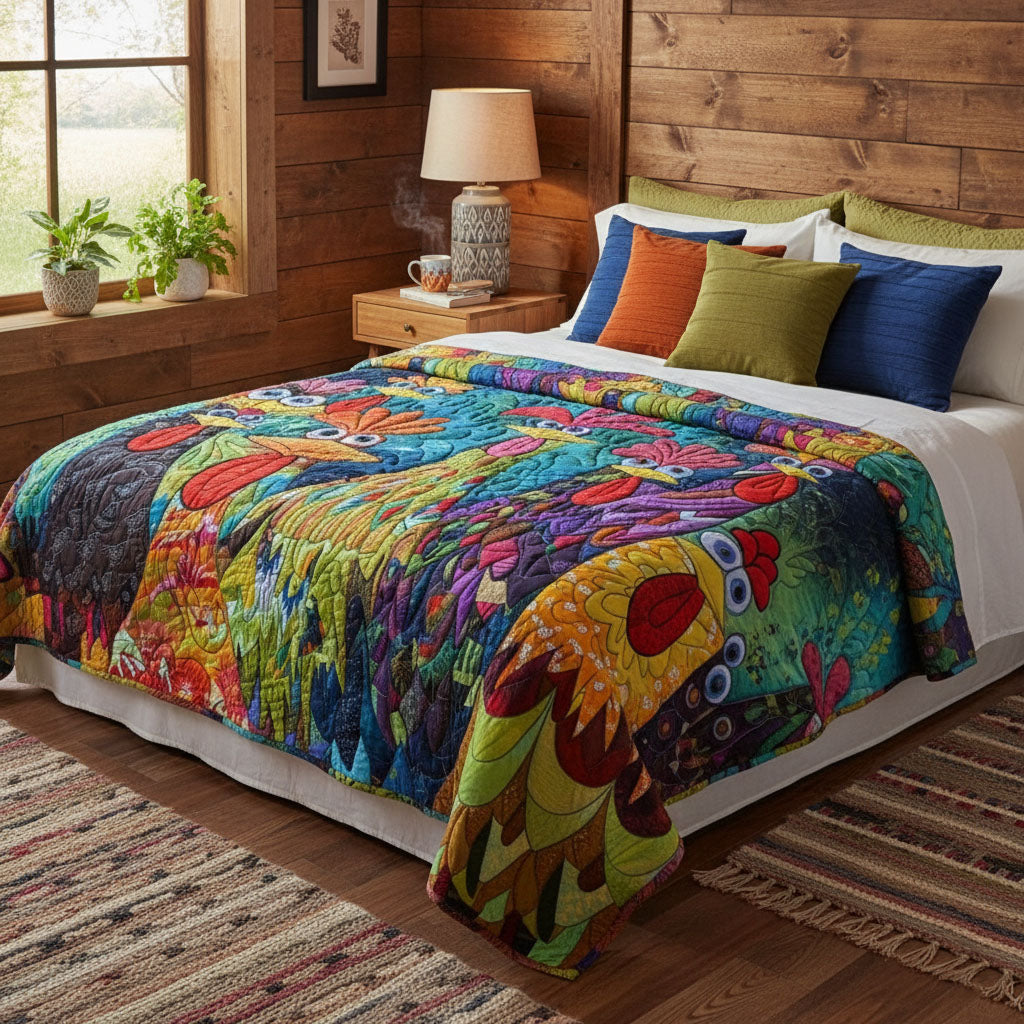 Gesteppte Decke – mit Fantasie-Hühnern NCU0PT040
