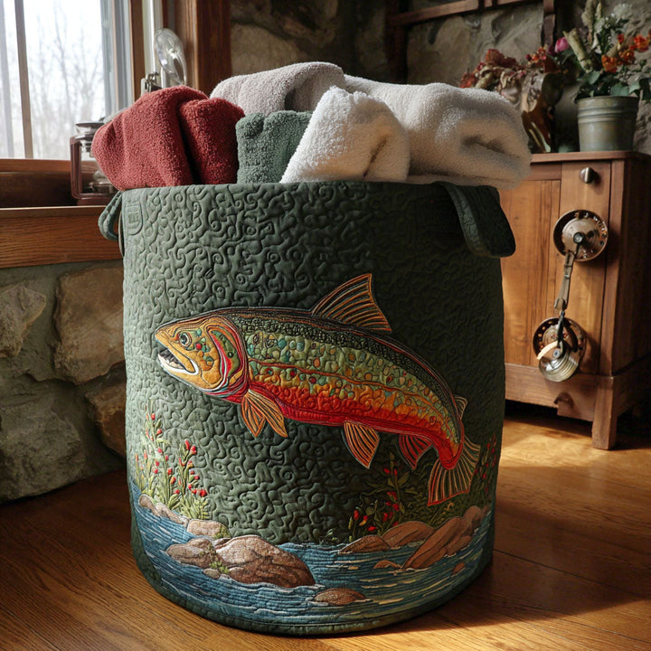 Gesteppter Wäschekorb – mit Fisch und Naturlandschaft NCU0PTT1738
