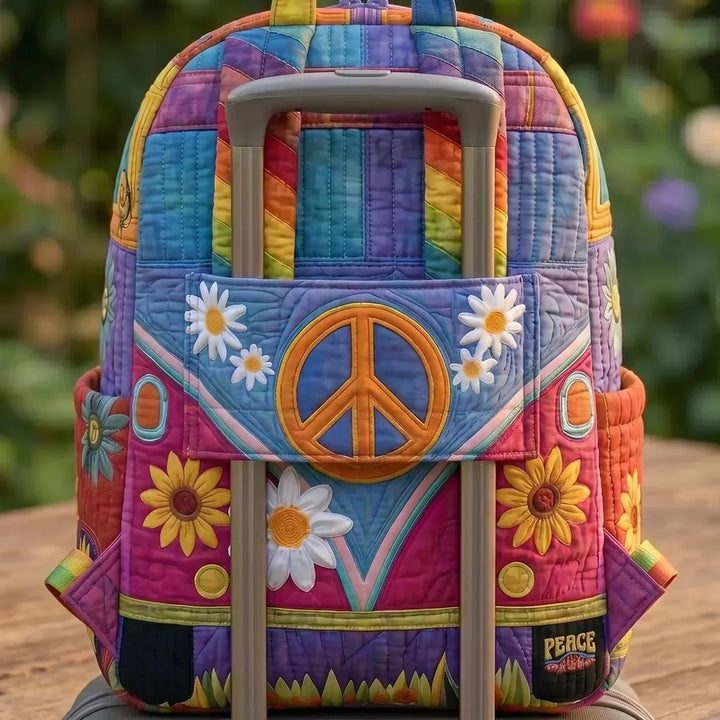 Gesteppter Rucksack – Bunter Hippie-Bus von Brigitte Wien