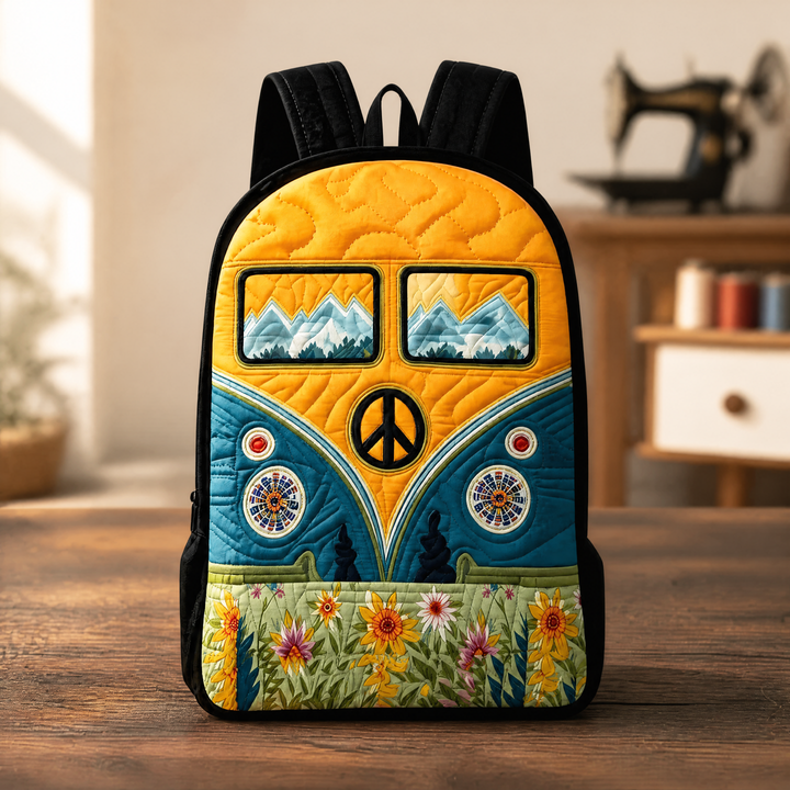 Vintage Camper Stepprucksack mit schwarzen Schultergurten